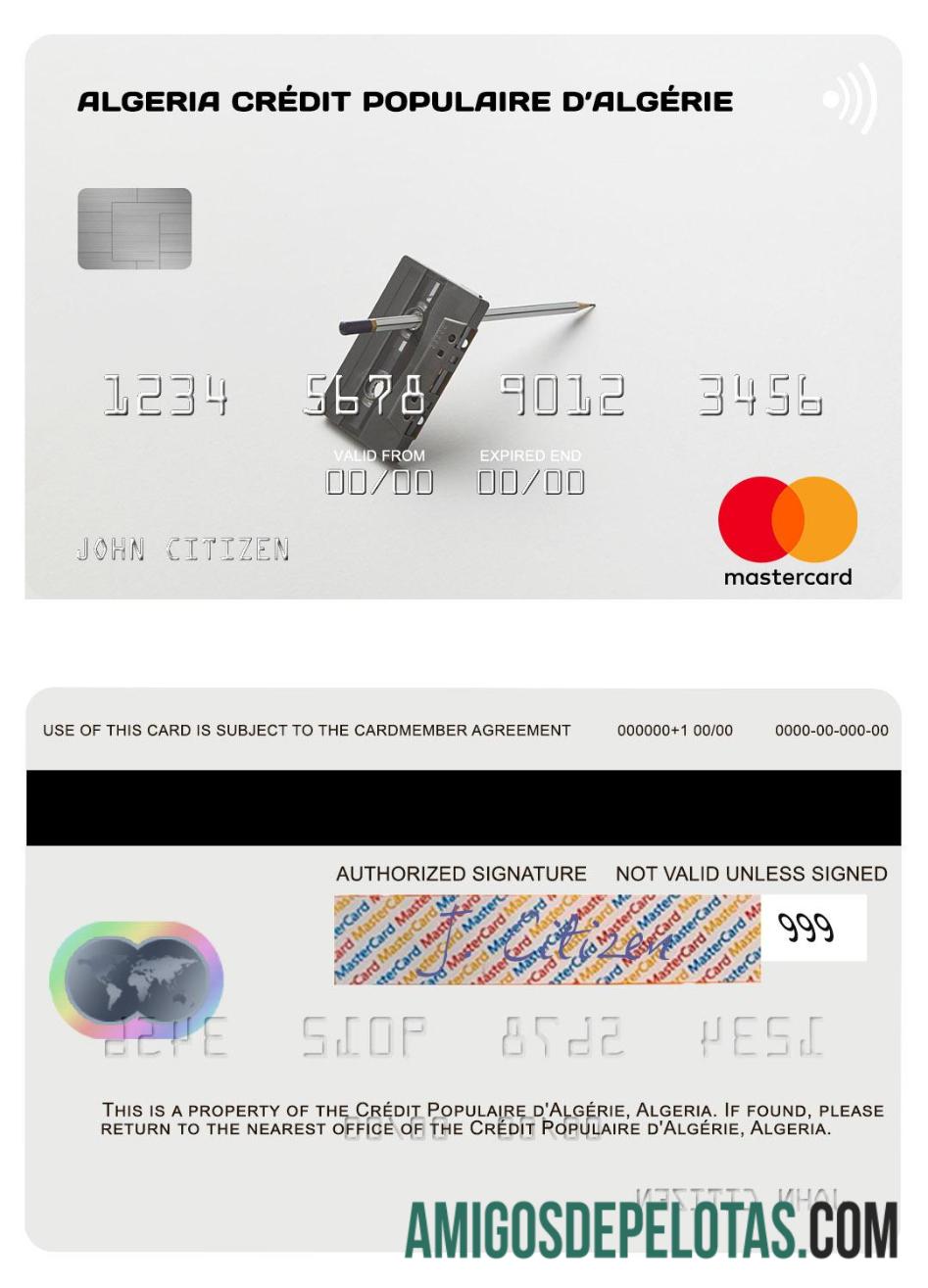 Argélia Crédit Populaire D’Algérie Mastercard exemplo